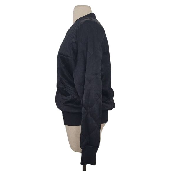 IRO Flint Bomber Jacket Womens 36 US Small Black Satin Full Zip Quilted Oversize - Picture 4 of 9